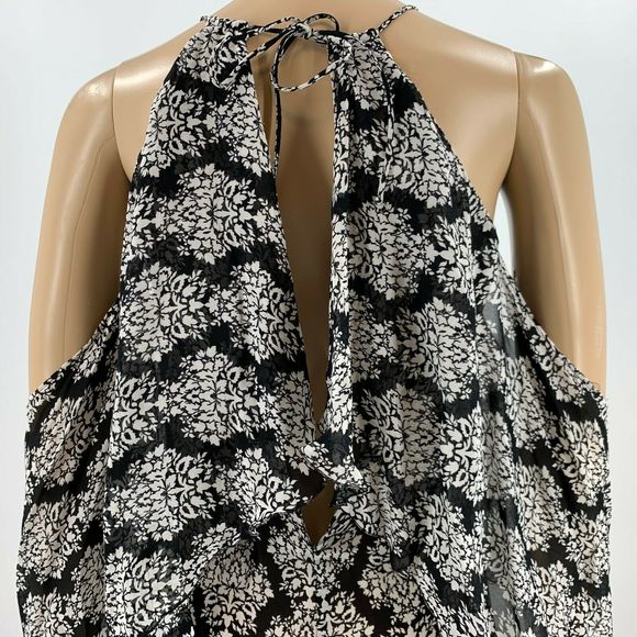 Zara Dress Cold Shoulder Size S Floral Midi - Picture 7 of 10